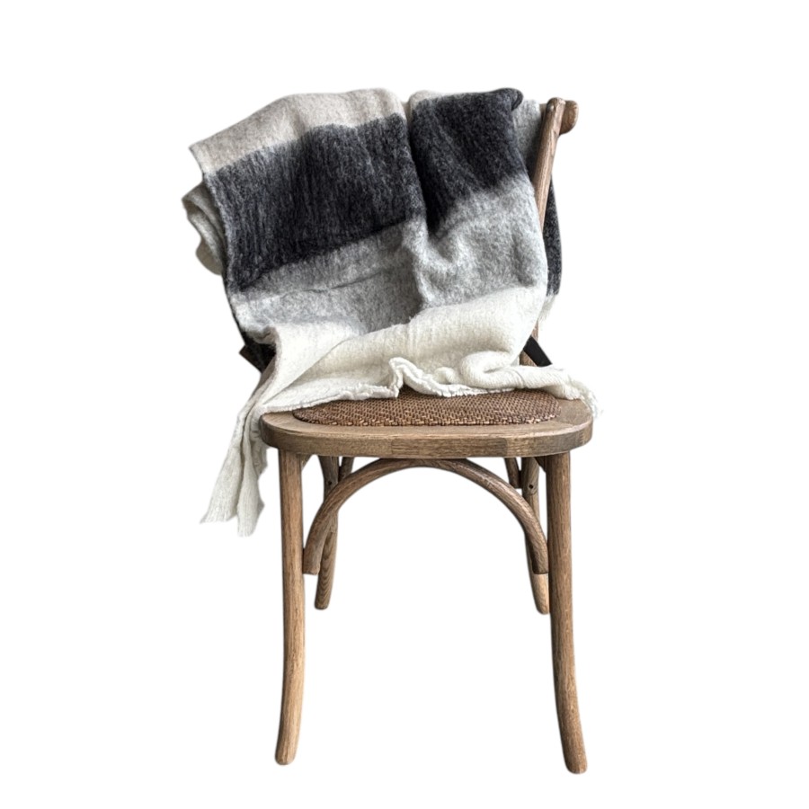 Bliss Wool/Mohair Throw - Stone Black, Grey, Cream