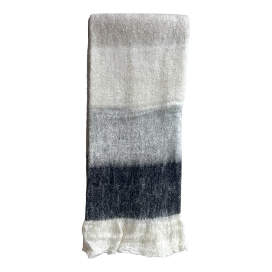 Bliss Wool/Mohair Throw - Stone Black, Grey, Cream