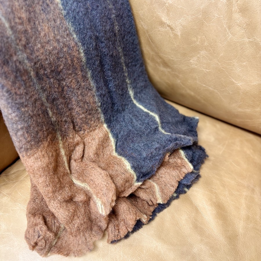 Bliss Wool/Mohair Throw - Coffee + Terracotta