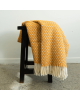 100% NZ Wool Throw - Mustard Honeycomb