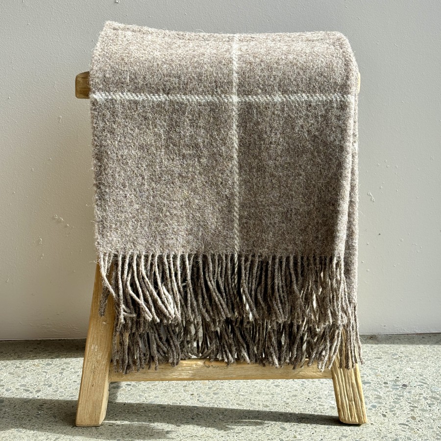 100% NZ Wool Throw - Natural Check