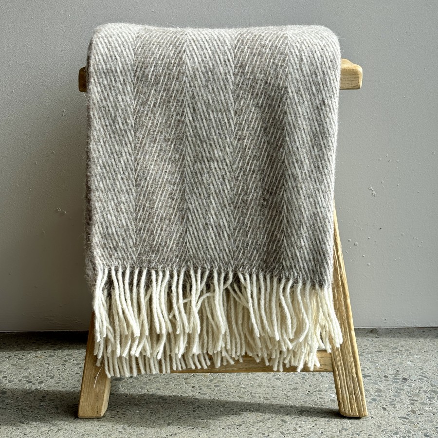 100% NZ Wool Throw - Natural Stripe