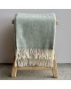 100% NZ Wool Throw - Pistachio Green Herringbone