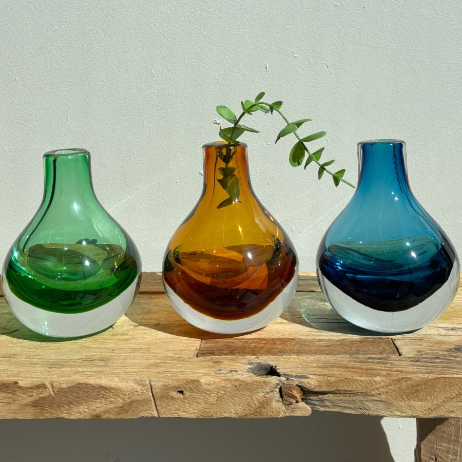 Glass Drop Bud Vase - Amber
