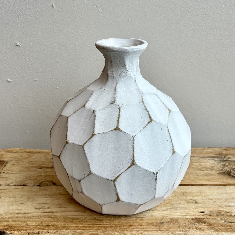 Honeycomb Whitewash Vase
