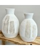 Palm Wooden Vase - White & Natural