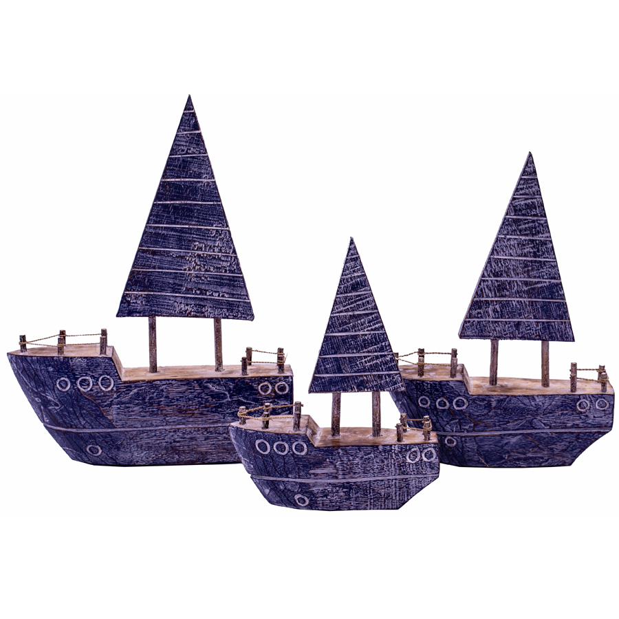Timber Sailing Boats - Set of 3